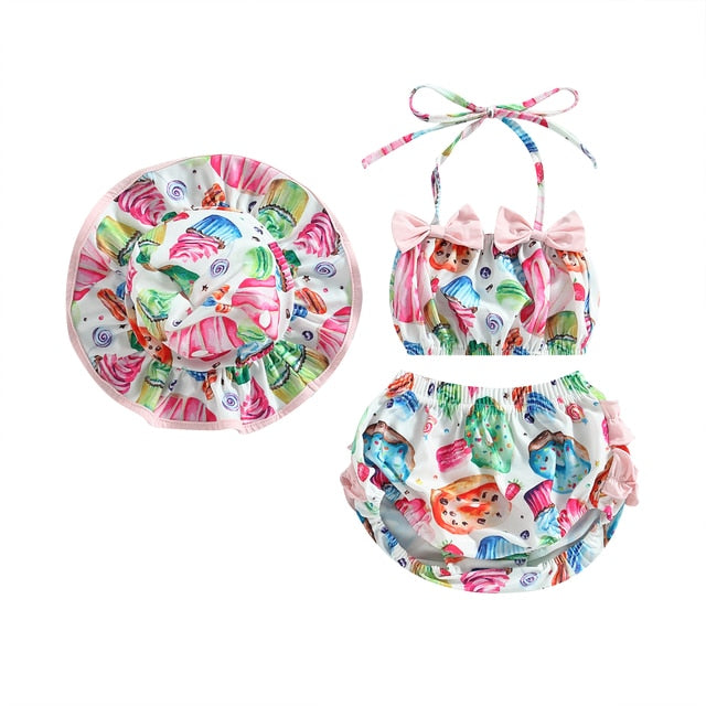 SUMMER VIBES Bowtie Bikini with Sun Hat