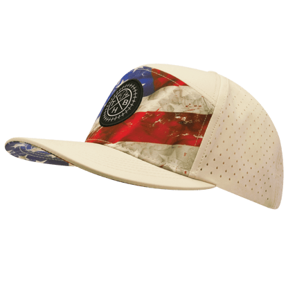 **YOUTH** Color Vibes Hat - Flat Bill - Rugged Flag - Cream - Laser Mesh